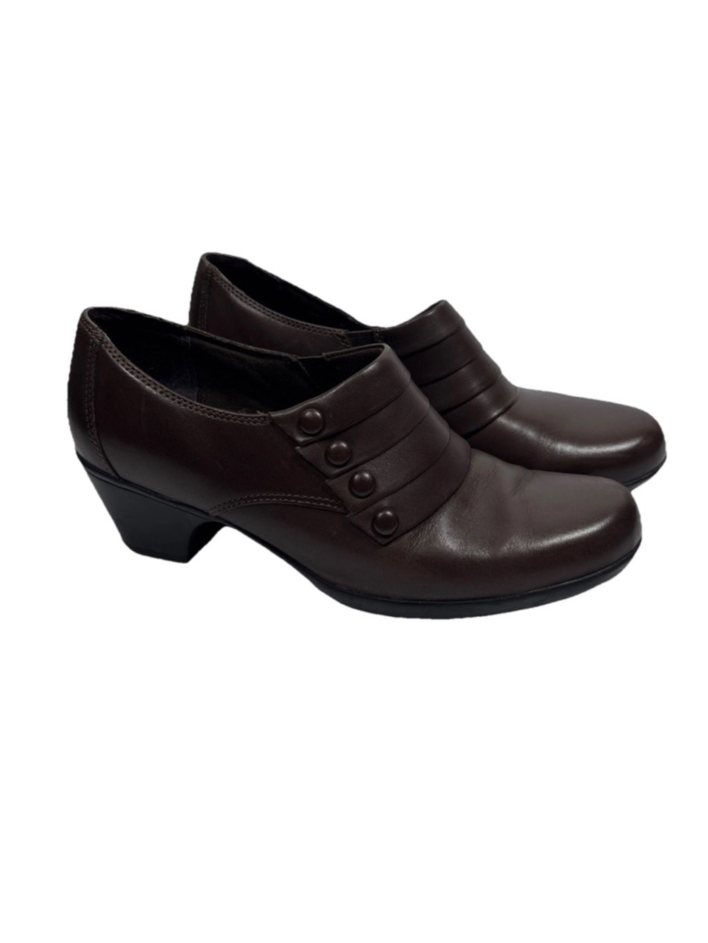 CLARKS BENDABLES Women's 9M- Brown Leather Slip On Booties Short Ankle Boots